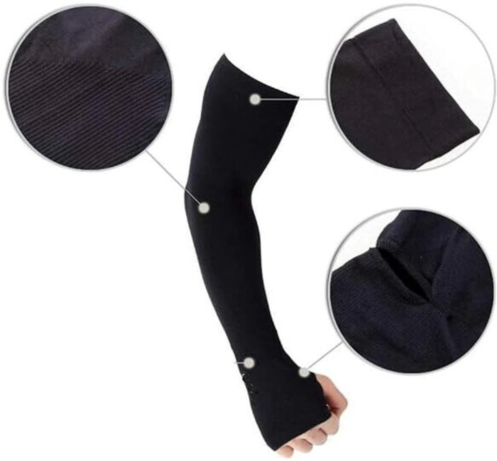 Sun Protection Sports & Driving Hand Cover Sleeves for Men & Women Cycling Gloves (Black)