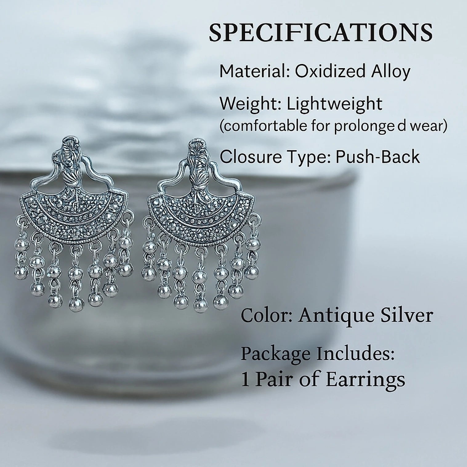 Dancing Girl Silver Oxidised Statement Adjustable Earring Alloy Clip-on Earring, Plug Earring