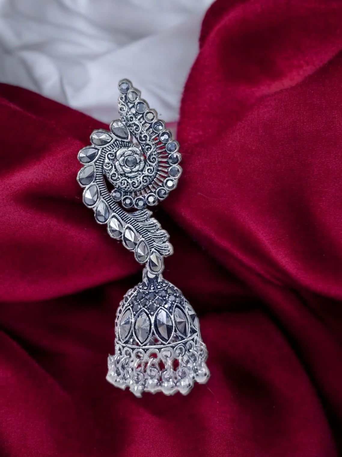 Traditional Mirror Jhumka Earrings for Women | Ethnic Design Brass, Crystal for Women