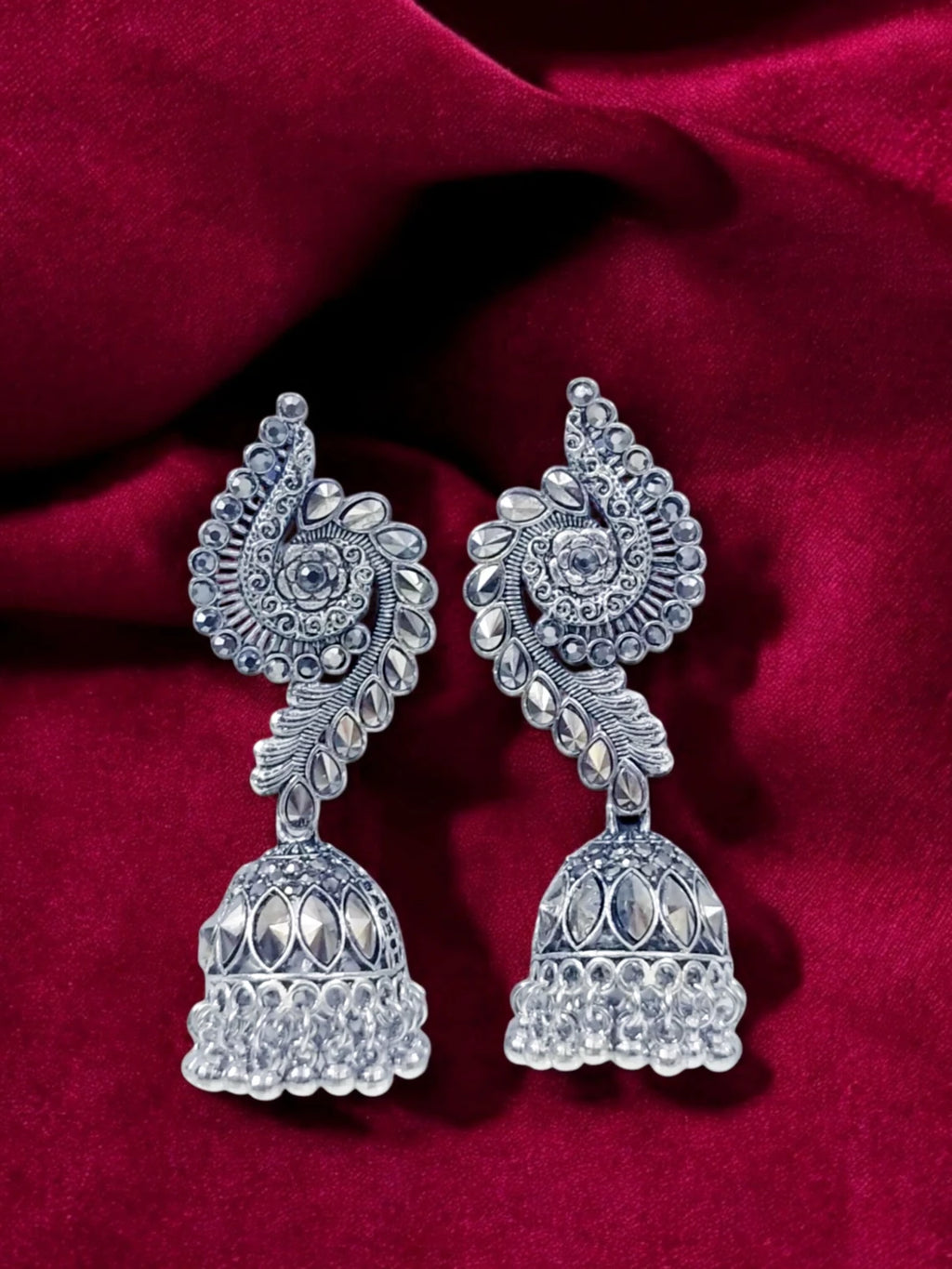 Traditional Mirror Jhumka Earrings for Women | Ethnic Design Brass, Crystal for Women
