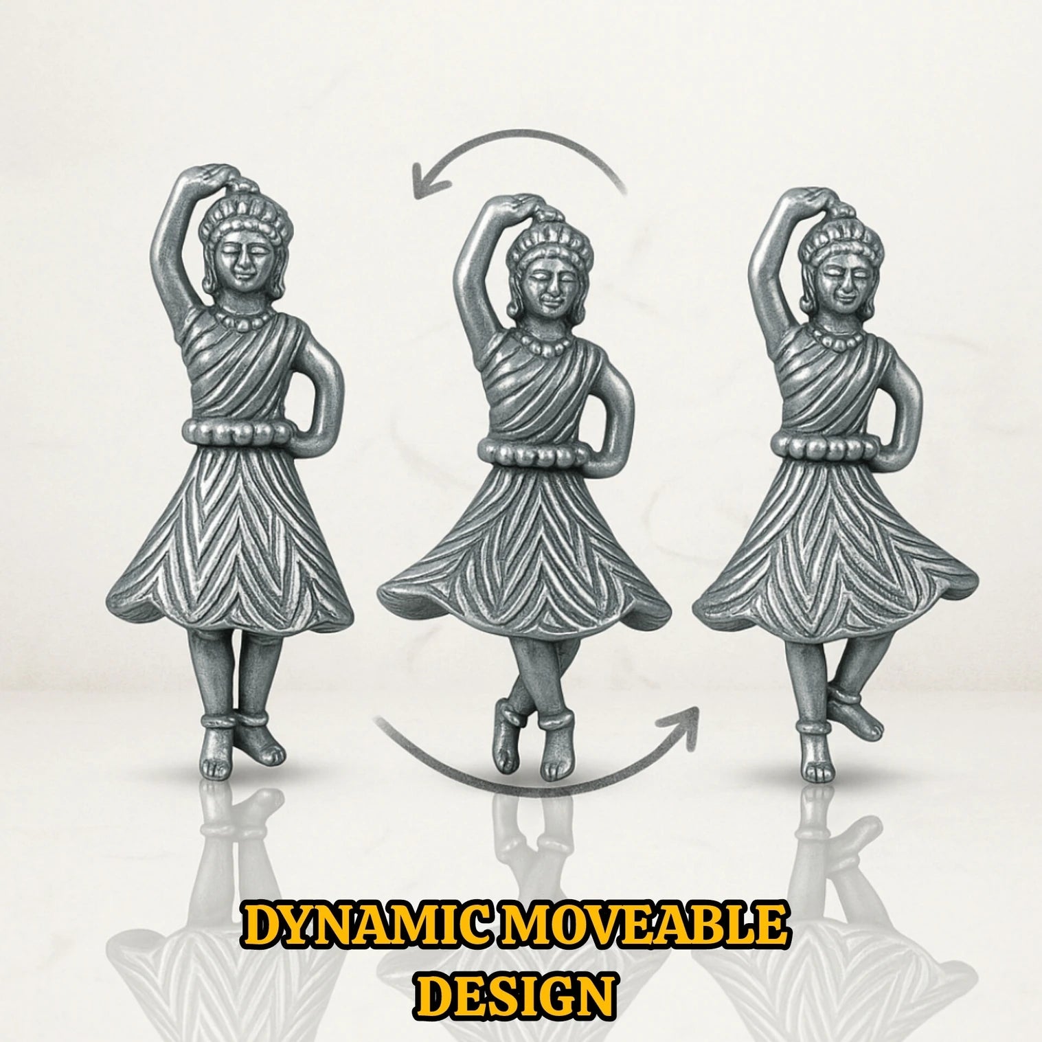 Rotating Dancing Girl Silver Oxidised Statement Adjustable Earring Alloy, Silver Clip-on Earring, Plug Earring