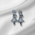 Rotating Dancing Girl Silver Oxidised Statement Adjustable Earring Alloy, Silver Clip-on Earring, Plug Earring