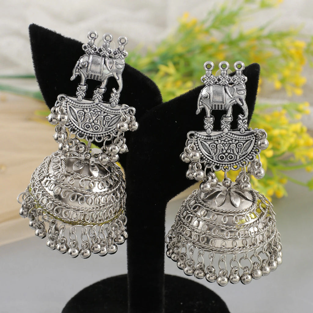 Oxidised Style Earring Delicate For Girls And Women. Stainless Steel Clip-on Earring, Ear Thread, Drops