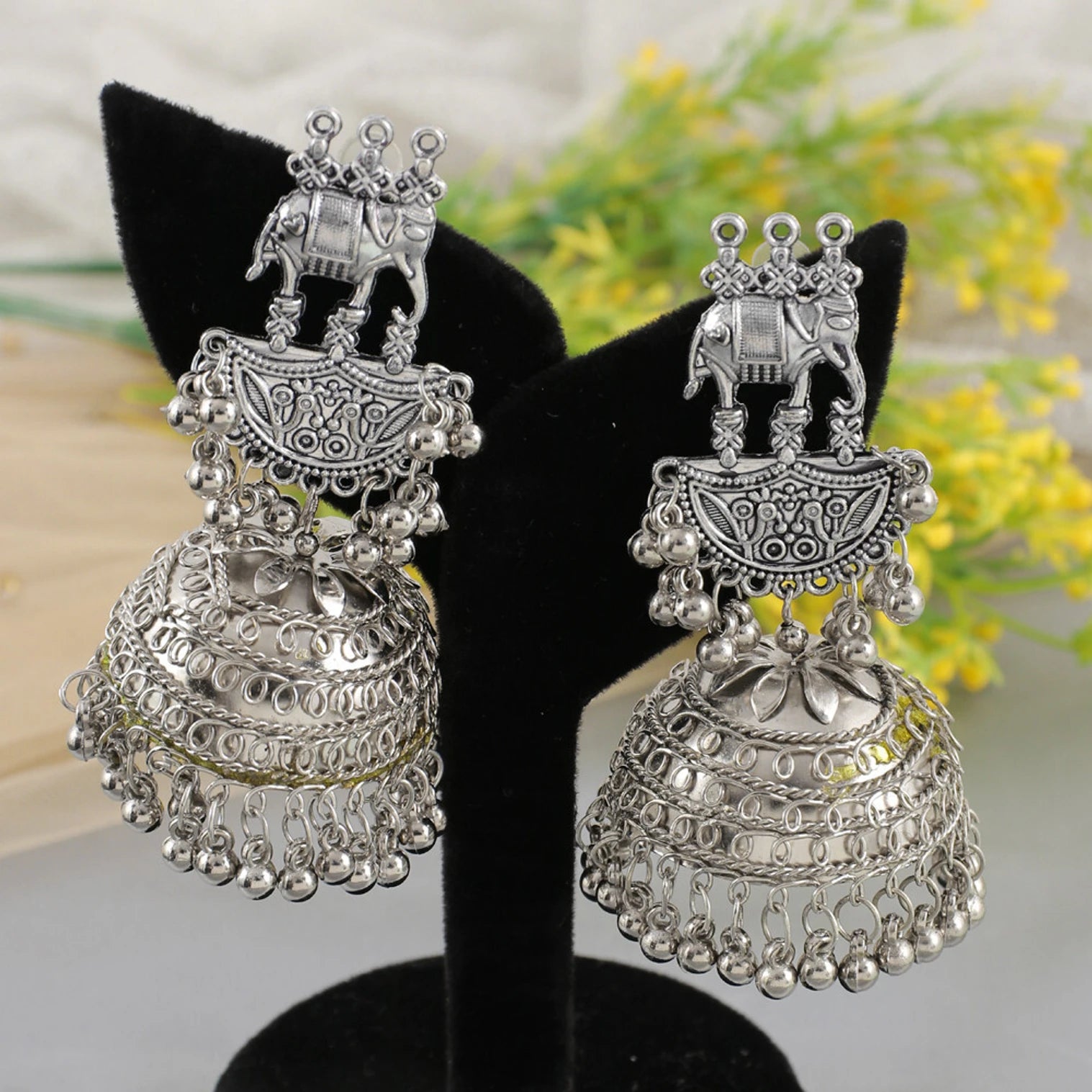 Oxidised Style Earring Delicate For Girls And Women. Stainless Steel Clip-on Earring, Ear Thread, Drops