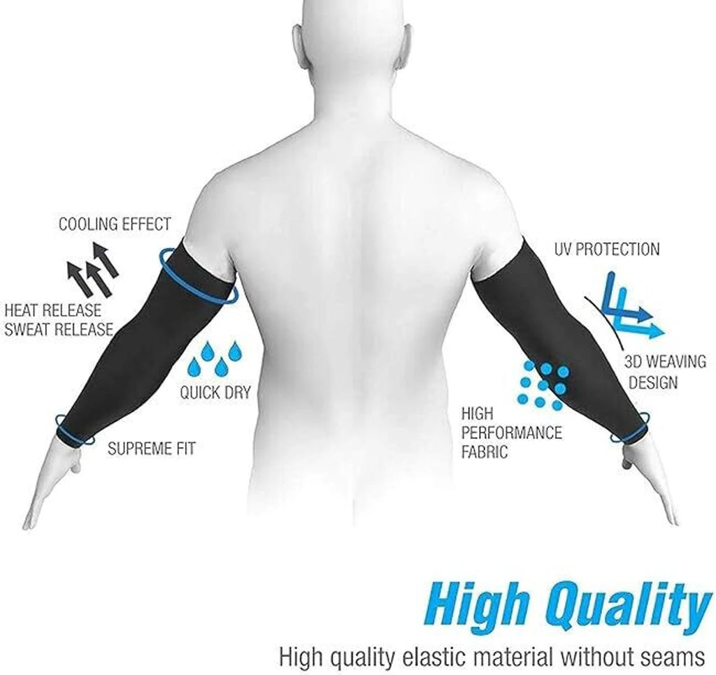 Sun Protection Sports & Driving Hand Cover Sleeves for Men & Women Cycling Gloves (Black)